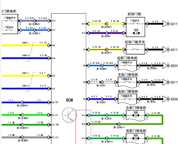 2020年捷途X70中控锁电路图