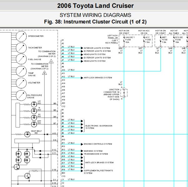2006年丰田酷路泽仪表电路图