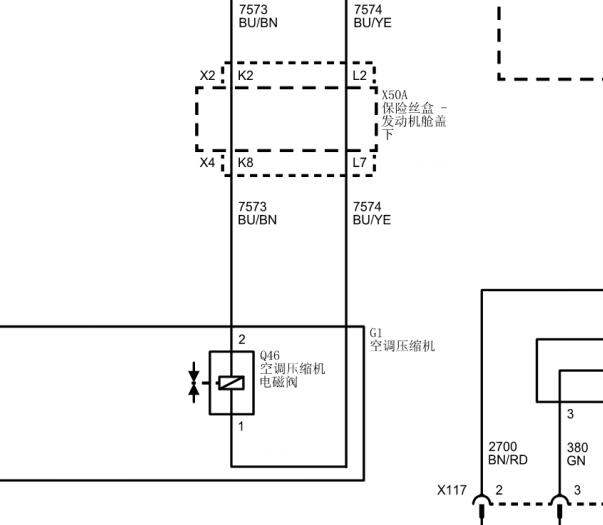 2018年别克君越压缩机电路图和针脚