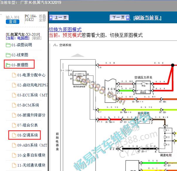 2019年凯翼汽车X3空调电路图