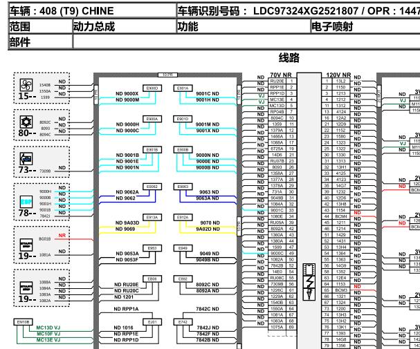 2014年标致408发动机电路图资料