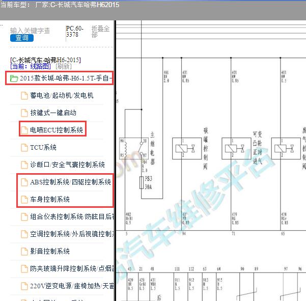 2015年长城汽车哈弗H6 ABS,BCM和ECU电路图