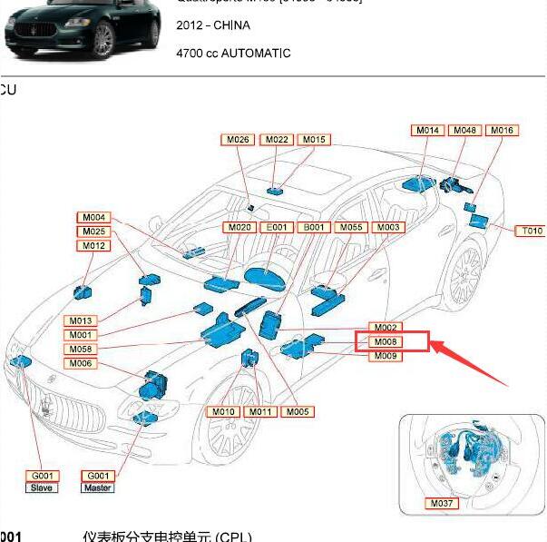 2009-2013年玛莎拉蒂总裁胎压电脑位置图