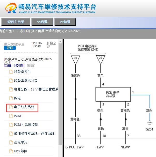2023年本田英诗派电动冷却泵电路图