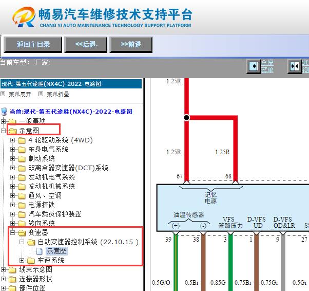 2022-2023年现代途胜变速箱电路图资料