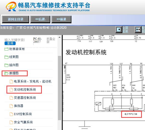 2020年哈弗H6运动版发动机节气门电路图