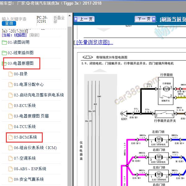2017-2018年奇瑞汽车-瑞虎3x 尾门锁电路图