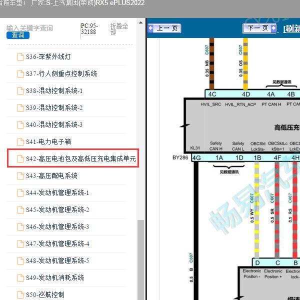 2022年上汽集团(荣威)-RX5 ePLUS 高压电池包电路图