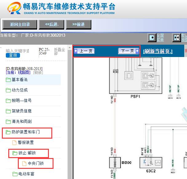 2013年标致308门锁电路图资料
