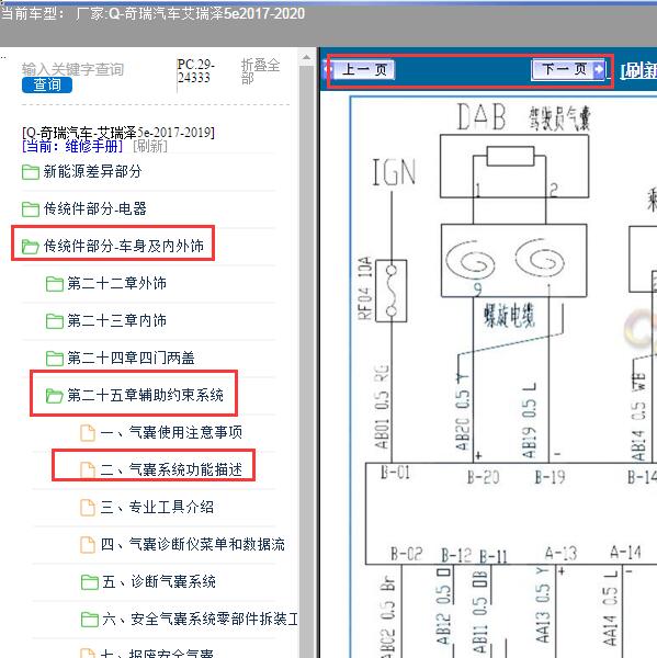 2019年奇瑞汽车-艾瑞泽5e 气囊电路图