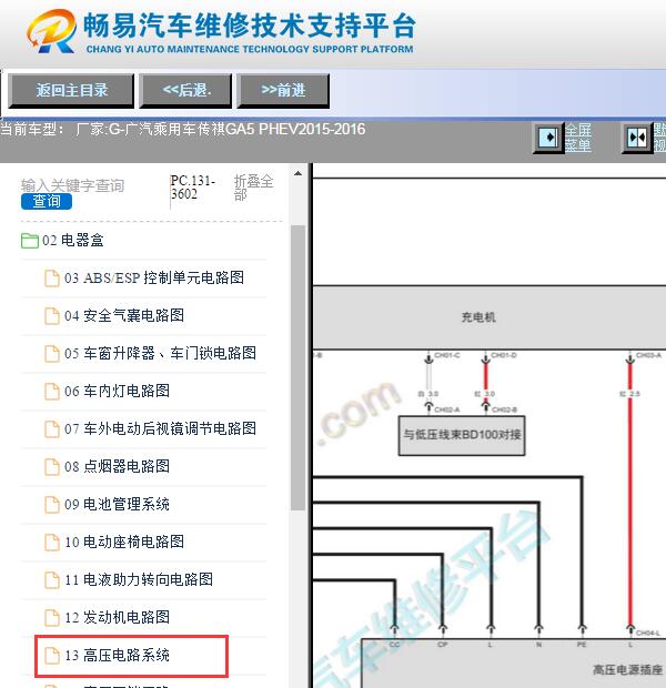 2015-2016年广汽传祺GA5 PHEV充电电路图