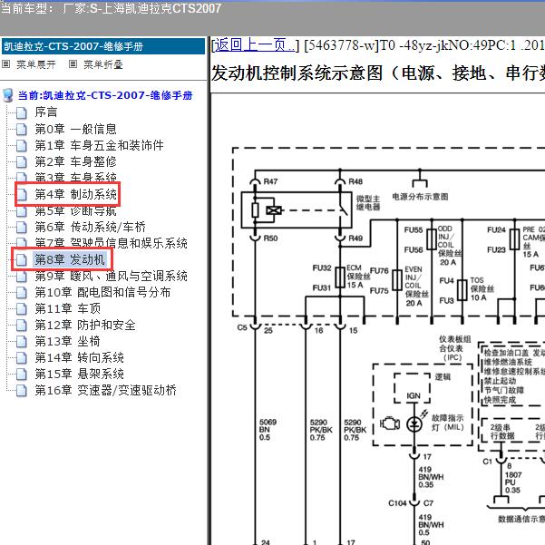 2007年上海凯迪拉克-CTS 发动机和ABS电路图