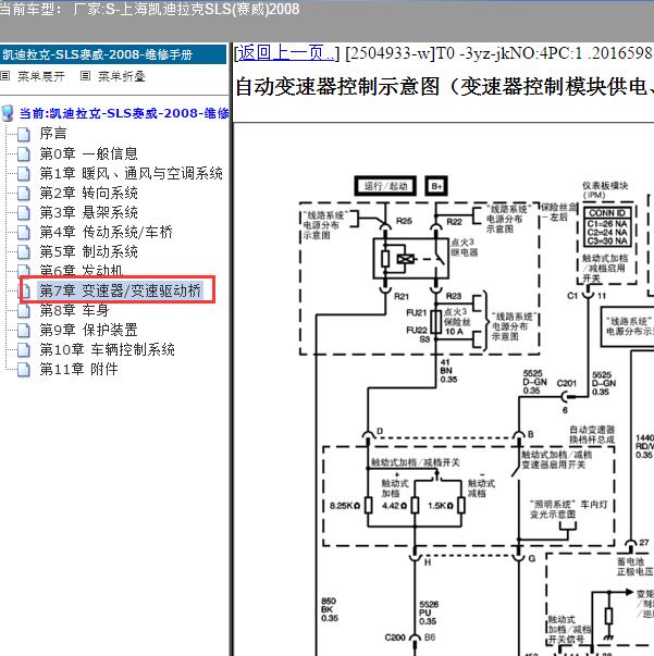 2008年上海凯迪拉克-SLS(赛威) 变速箱电路图
