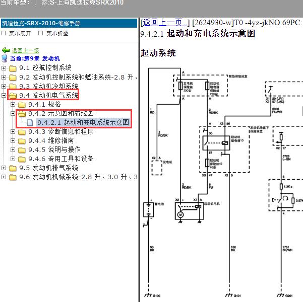 2010年上海凯迪拉克-SRX 起动系统电路图