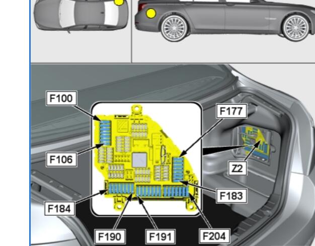 2012年宝马520Li 后部保险丝电路图和位置