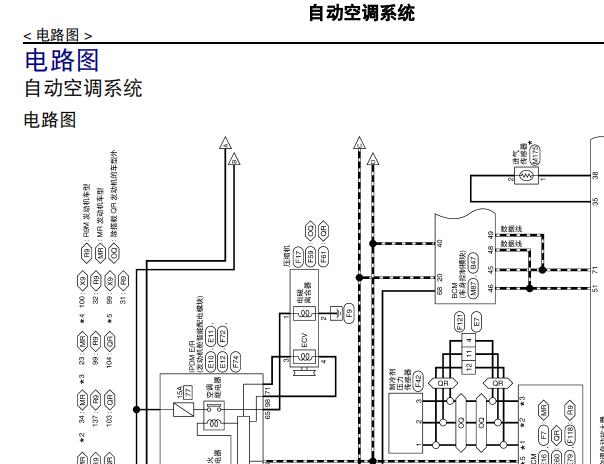 2018年日产奇骏空调和保险丝继电器电路图维修手册资料