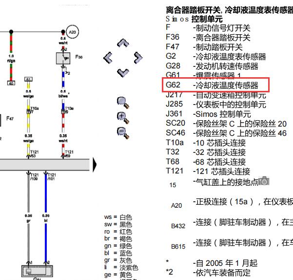 2008年大众捷达水温传感器电路图