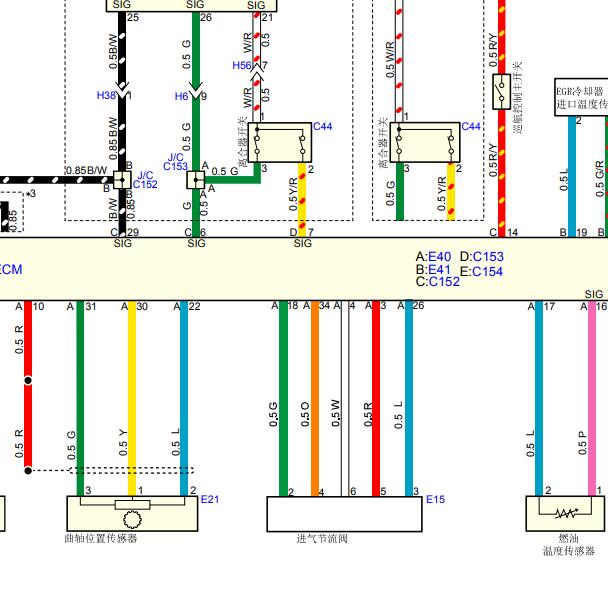 2017年五十铃D-MAX 4JK1发动机电路图