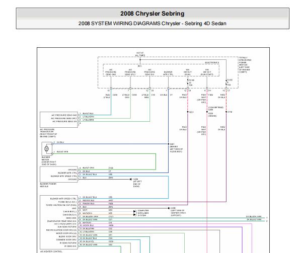 2008年克莱斯勒铂锐空调和发动机电路图