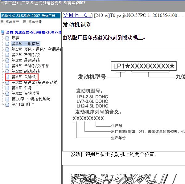 2007年上海凯迪拉克-SLS(赛威) 发动机号位置