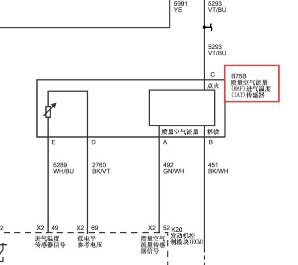 2012年别克GL8进气温度传感器电路图