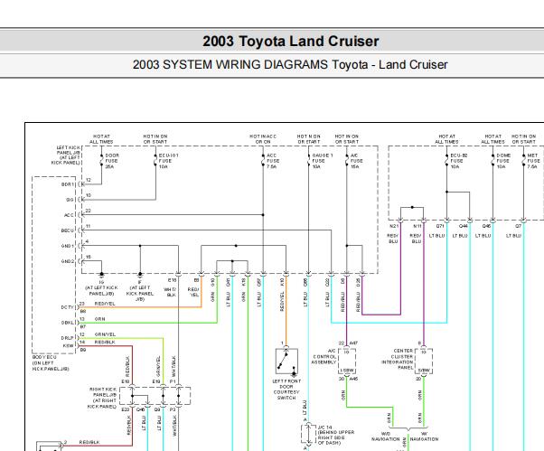 2003年丰田酷路泽差速器电路图资料