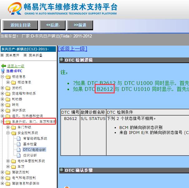 2011-2012年日产骐达B2612故障码资料