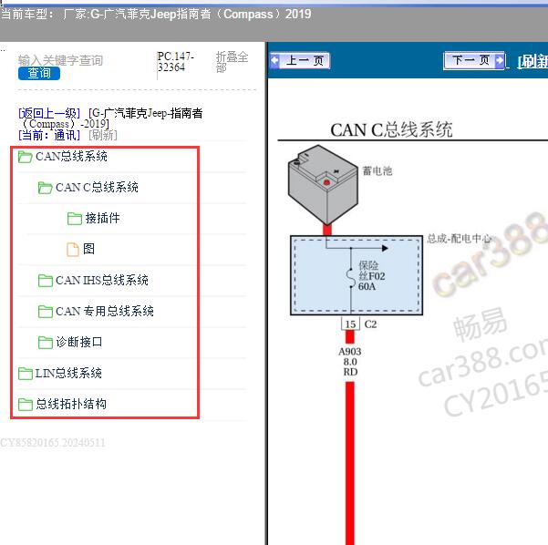 2019年广汽菲克Jeep-指南者 通信电路图