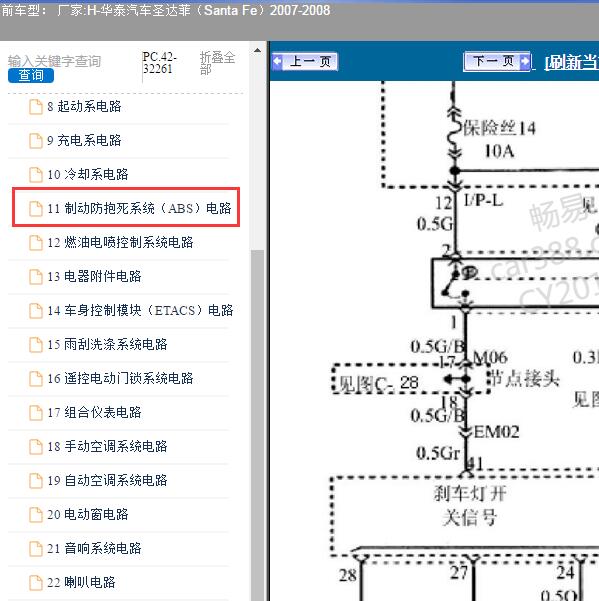 2007-2008年华泰汽车-圣达菲 ABS电路图