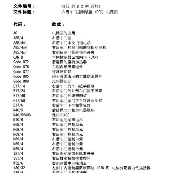 2019年奔驰GLC260 车门电路图