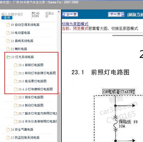 2007-2008年华泰汽车-圣达菲 灯光电路图
