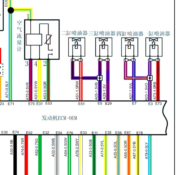 2015年骐铃T5发动机喷油嘴电路图