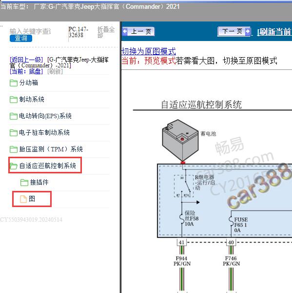 2021年广汽菲克Jeep-大指挥官 自适应巡航控制系统电路图