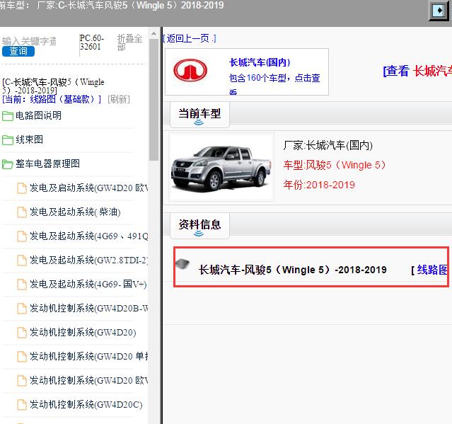 2018-2019年长城汽车-风骏5 全车电路图