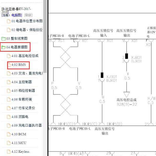 2017-2018年比亚迪秦EV 高压互锁电路图