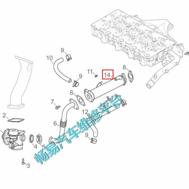 2019年大通V80PIUS EGR阀冷却器安装位置
