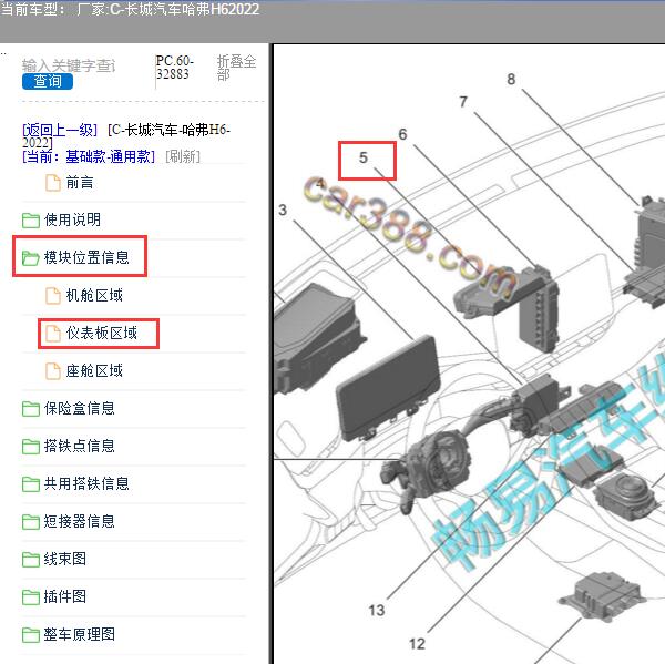 2022年长城汽车-哈弗H6 网关位置