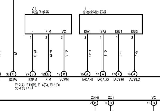 2013年一汽森雅S80发动机怠速电机电路图