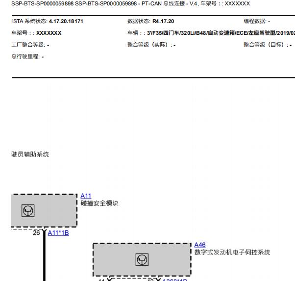 2019年宝马320Li PT-CAN线路图和X860/X182插头位置资料