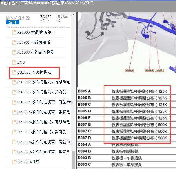 2017年玛莎拉蒂-Ghibli  CAN网络部件位置