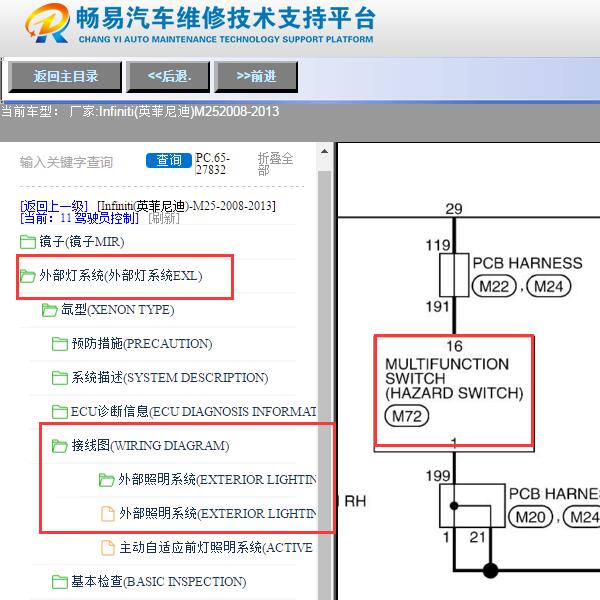 2008-2013年英菲尼迪M25双闪开关电路图