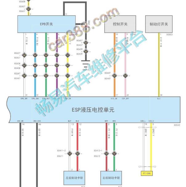 2018年长城哈弗H6 手刹开关电路图