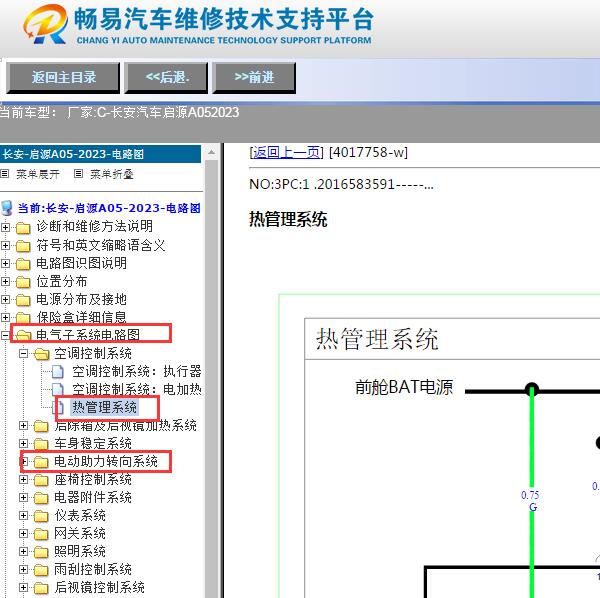 2023年长安启源A05热管理和方向机电路图