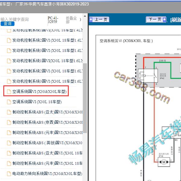 2019-2023年华晨汽车-鑫源小海狮X30 空调系统电路图