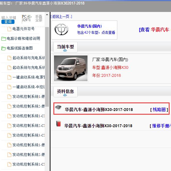 2017-2018年华晨汽车-鑫源小海狮X30 电路图