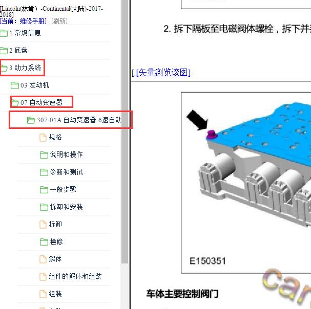 2017-2018年林肯大陆变速箱维修手册