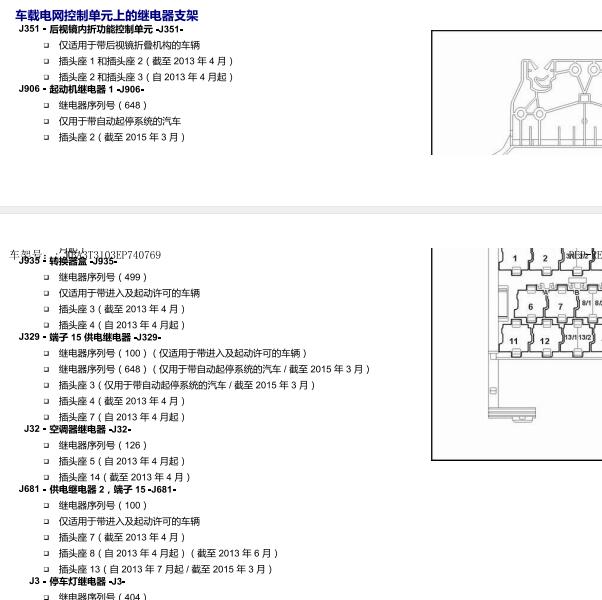 2013年大众朗逸车载电网继电器说明