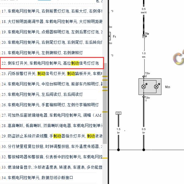 2014年斯柯达野帝高位制动灯电路图