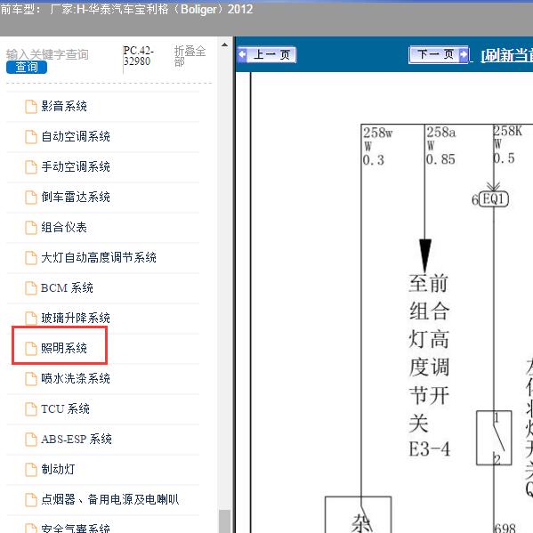 2012年华泰汽车-宝利格 照明系统电路图