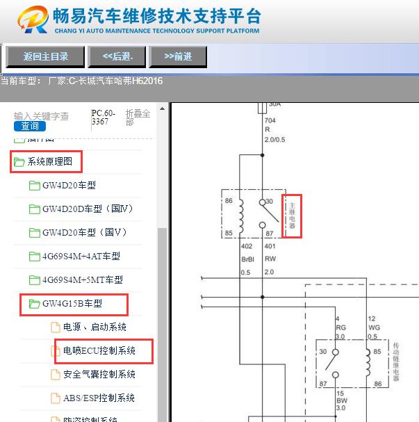 2016年长城哈弗H6主继电器电路图